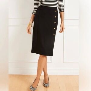 Talbots Black Pencil Skirt with Gold Accents